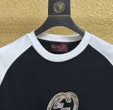 Gucci Classic Logo Printed Color Blocked Short Sleeve Couple's Casual Versatile T-shirt