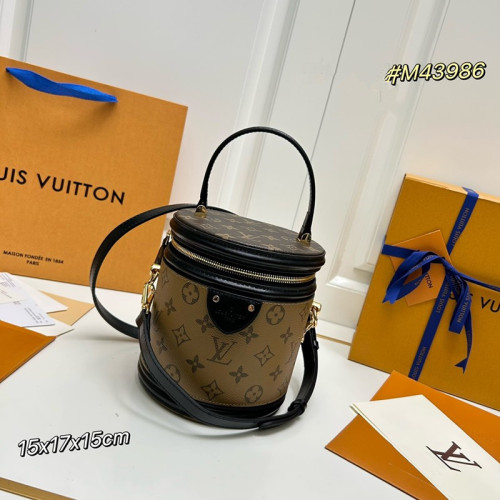 Louis Vuitton Classic Logo Diagonal Cross Cylindrical Bag Handbag Size: 15x17x15 CM