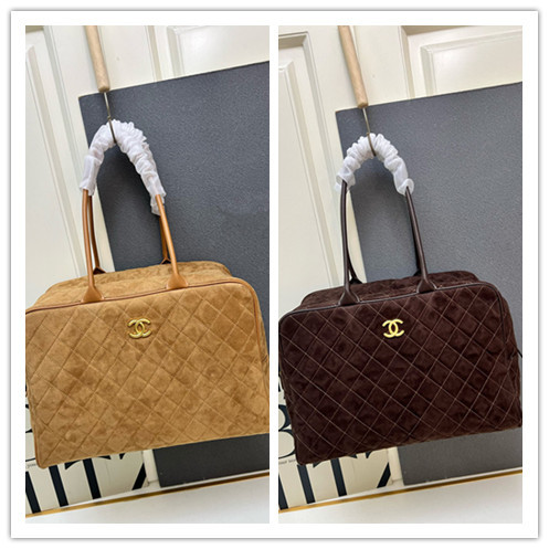 Chanel 2026 Spring/Summer Classic Lingge Suede Boston Handbag Size: 41 x 31 x 23 CM