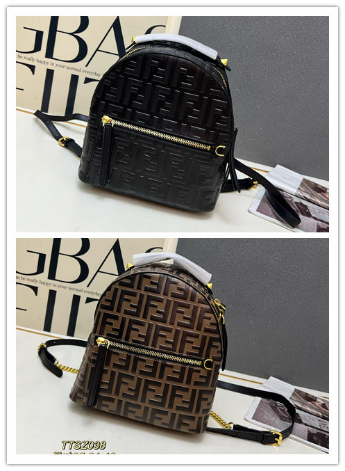 Fendi Fashion Versatile FF Embossed Backpack Size: 25 x 21 x 10 CM