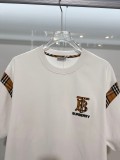 Burberry Classic Embroidered Logo Plaid Splicing T-shirt Unisex Casual Loose Short Sleeve