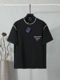 Prada Classic Embroidered Logo T-shirt Unisex Casual Loose Short Sleeve