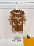 Louis Vuitton New High Street Gradient Tie Dye Logo Printed T-shirt Unisex Casual Versatile Short Sleeve