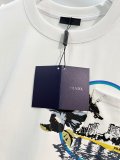 Prada New Fashion Ink Landscape Printed T-shirt Unisex Casual Loose Short Sleeve