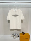 Prada New Classic 3D Logo T-shirt Unisex Casual Loose Short Sleeve
