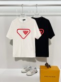 Prada New Classic Foam Logo T-shirt Unisex Casual Loose Short Sleeve