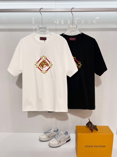Gucci New Fashion Embroidered Horsehead Logo T-shirt Unisex Casual Loose Short Sleeve