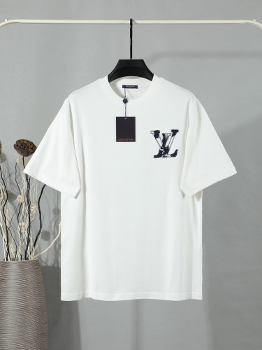 Louis Vuitton Fashion Patch Embroidered Logo T-shirt Unisex Casual Loose Short Sleeve