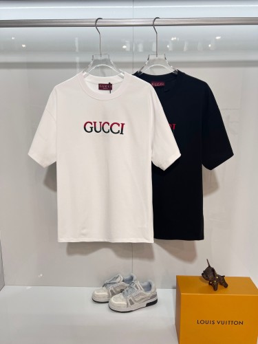 Gucci New Classic Embroidered Logo T-shirt Unisex Casual Loose Short Sleeve