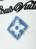 Louis Vuitton Fashion Patch Embroidered Logo T-shirt Unisex Casual Loose Short Sleeve