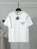 Prada Classic Embroidered Logo T-shirt Unisex Casual Loose Short Sleeve