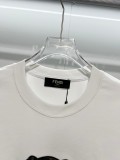 Fendi New Classic Embroidery Dog T-shirt Unisex Casual Loose Short Sleeve