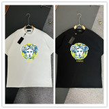 Versace Fashion Logo Printed T-shirt Unisex Casual Loose Short Sleeve