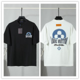 Louis Vuitton Fashion Patch Embroidered Logo T-shirt Unisex Casual Loose Short Sleeve
