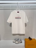 Gucci New Classic Embroidered Logo T-shirt Unisex Casual Loose Short Sleeve