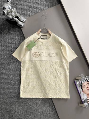 Gucci Classic Full Plush Printed Splicing Embroidered T-shirt Unisex Casual Oversize Short Sleeve