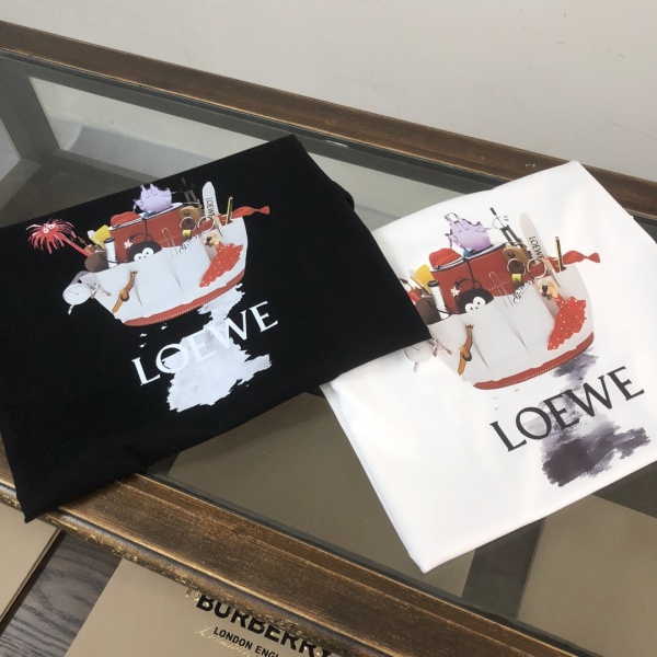 Loewe New Fashion Printed T-shirt Couple Casual Loose Short Sleeve