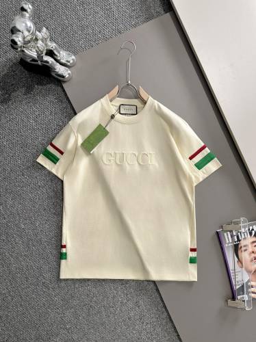 Gucci Classic Embroidered Logo Splicing T-shirt Unisex Casual Loose Short Sleeve