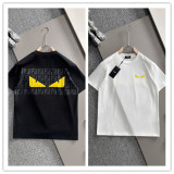 Fendi Fashion Embroidery Cracked Monster Eyes T-shirt Unisex Casual Loose Short Sleeve