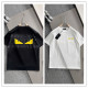 Fendi Fashion Embroidery Cracked Monster Eyes T-shirt Unisex Casual Loose Short Sleeve