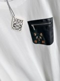 Loewe New Fashion Embroidery Cat Pocket Logo T-shirt Couple Casual Oversize Short Sleeve