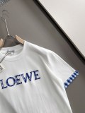 Loewe New Fashion Embroidered Logo Grid Splicing T-shirt Couple Casual Oversize Short Sleeve