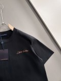 Louis Vuitton Fashion Leather Embroidered Logo T-shirt Unisex Casual Loose Short Sleeve