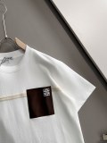 Loewe Fashion Embroidered Logo Leather Pocket Splicing T-shirt Unisex Casual Loose Short Sleeve