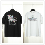Burberry Classic Hand Drawn Logo War Horse Printed Short Sleeve Unisex Casual Loose T-shirt