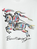 Burberry Classic Hand Drawn Logo War Horse Printed Short Sleeve Unisex Casual Loose T-shirt