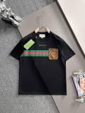 Gucci Classic Double G Patch Pocket Cracked Stripe T-shirt Unisex Casual Loose Short Sleeve