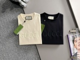 Gucci Classic Embroidered Logo Splicing T-shirt Unisex Casual Loose Short Sleeve