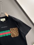 Gucci Classic Double G Patch Pocket Cracked Stripe T-shirt Unisex Casual Loose Short Sleeve