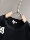 Loewe Fashion Embroidered Logo Leather Pocket Splicing T-shirt Unisex Casual Loose Short Sleeve