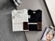 Loewe Fashion Embroidered Logo Leather Pocket Splicing T-shirt Unisex Casual Loose Short Sleeve