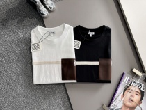 Loewe Fashion Embroidered Logo Leather Pocket Splicing T-shirt Unisex Casual Loose Short Sleeve Loewe Fashion Embroidered Logo Leather Pocket Splicing T-shirt Unisex Casual Loose Short Sleeve