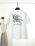 Burberry Classic Hand Drawn Logo War Horse Printed Short Sleeve Unisex Casual Loose T-shirt