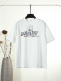 Burberry Classic Hand Drawn Logo War Horse Printed Short Sleeve Unisex Casual Loose T-shirt