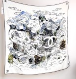 Chanel New Classic Camellia Elegant Versatile Velvet Square Scarf Size: 140 x 140 CM