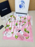 Chanel Fashion Floral Printed Silk Square Scarf Size: 90 x 90 CM