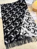 Chanel Fashion Double Sided Black White Panda Gradient CC Cashmere Scarf Shawl Size: 65 x 210 CM