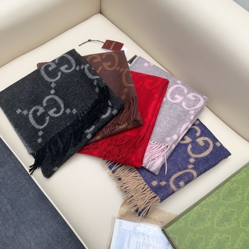 Gucci New Classic GG Jacquard Double Sided Cashmere Scarf Size: 45 x 200 CM