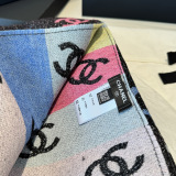 Chanel New Fashion Rainbow Logo Jacquard Cashmere Shawl Scarf Size: 70 x 180 CM