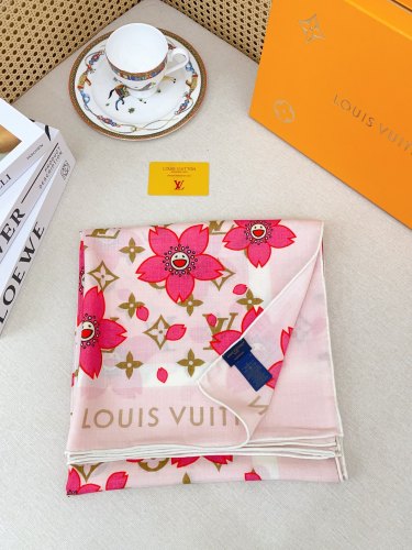 Louis Vuitton Fashion Double Sided Logo Printed Cashmere Square Scarf Size: 140 x 140 CM