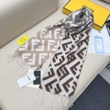 Fendi Fashion FF Jacquard Gradient Double Sided Cashmere Tassel Scarf Size: 35 x 180 CM