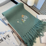 Loewe x Sunafujita Fashion Rabbit Floral Embroidery Tassel Scarf Size: 30 x 200 CM