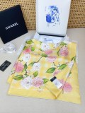 Chanel Fashion Floral Printed Silk Square Scarf Size: 90 x 90 CM