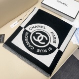 Chanel Classic Two Color Logo Jacquard Cashmere Scarf Size: 40 x 190 CM