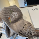 Loewe x Sunafujita Fashion Rabbit Floral Embroidery Tassel Scarf Size: 30 x 200 CM