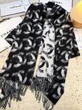 Chanel Fashion Double Sided Black White Panda Gradient CC Cashmere Scarf Shawl Size: 65 x 210 CM